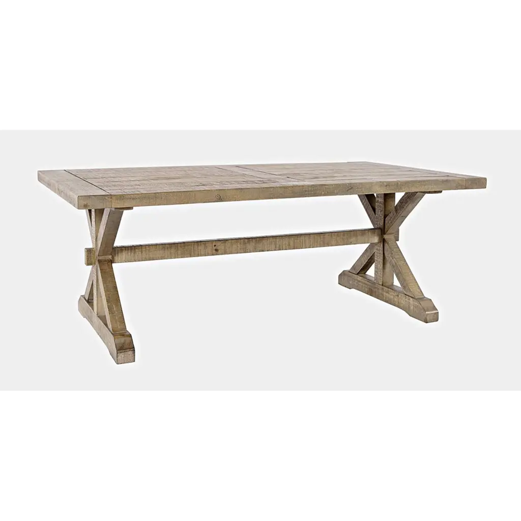 Jofran Carlyle Crossing Modern Rustic Distressed Solid Wood Coffee Table Trestle JOFRAN INC.