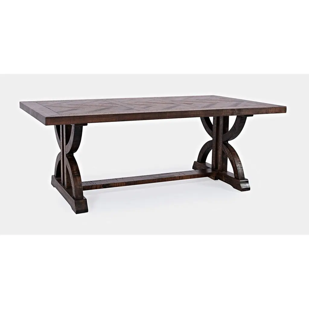 Jofran Fairview Rustic Trestle Coffee Table 50Lx28Wx18.5D Oak Set 2 Farmhouse Style