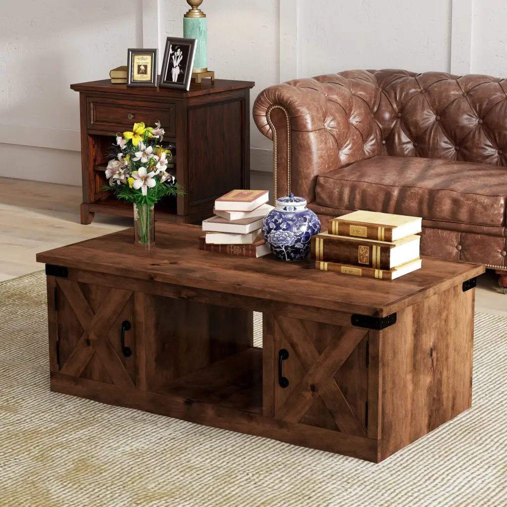 Miekor Furniture 48 Fully Assembled Aged Whiskey Coffee Table