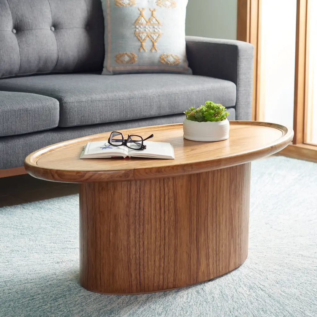 SAFAVIEH Flyte Rustic Wood Oval Coffee Table Natural