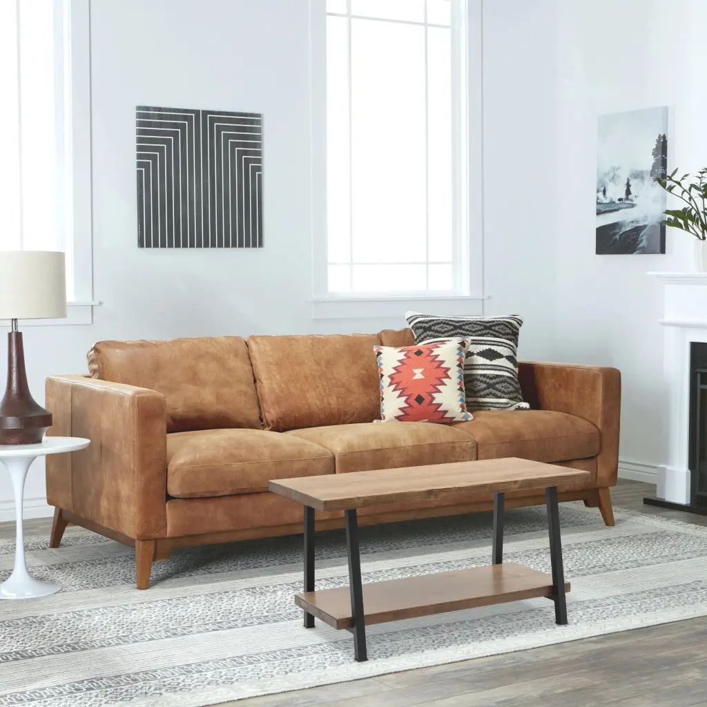 Furnish Home Store London 39 Inch Solid Wood Rustic Coffee Table Shelf Wobythan