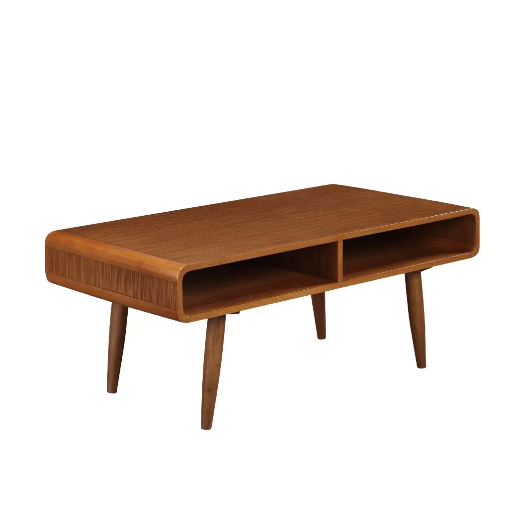 Rectangular Wooden Frame Coffee Table 2 Open Shelves Brown Rustic Living Room Furniture Wobythan