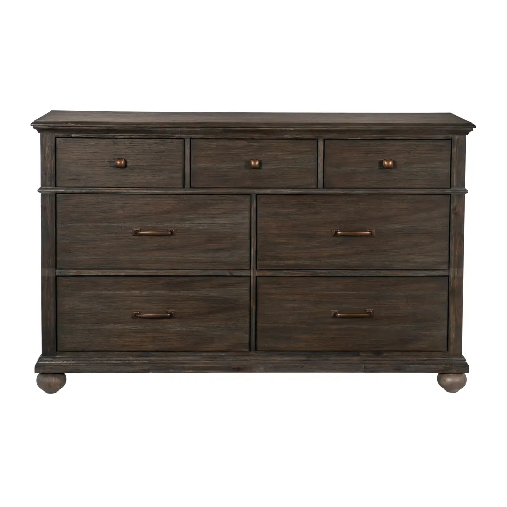 Timeless Rustic Brown Finish Dresser 7 Drawers Wooden Bedroom Furniture kanepe