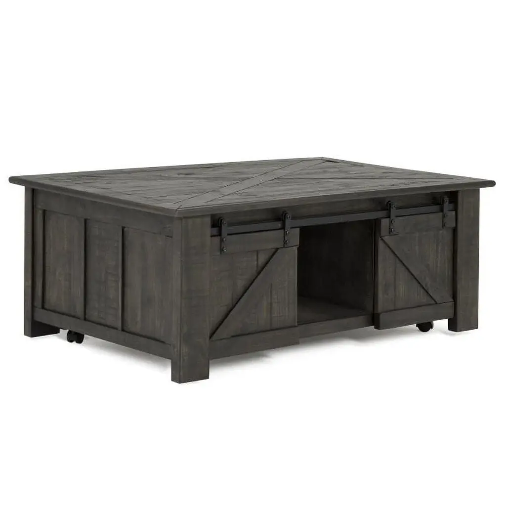 Beaumont Lane Solid Pine Rectangular Lift Top Coffee Table Weathered Charcoal