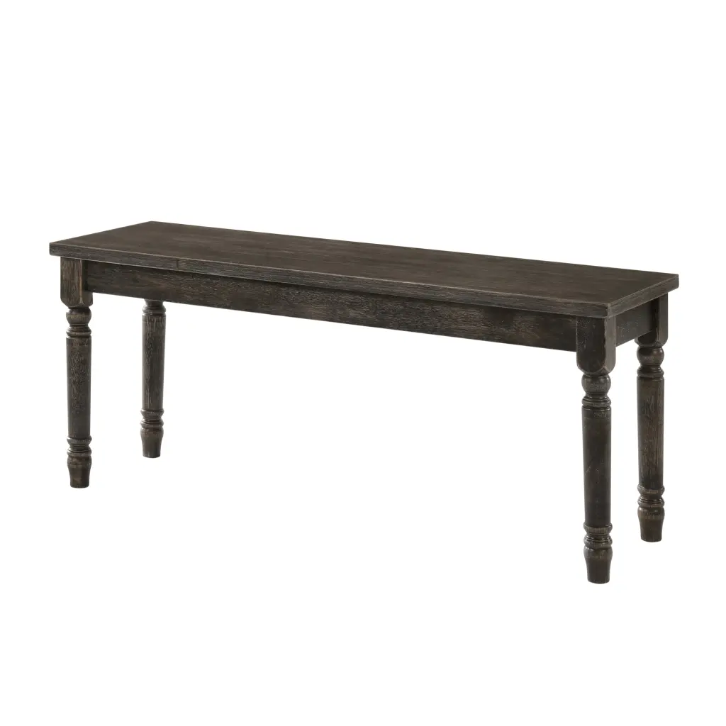Weathered Grey Bench Turned Legs Dining Room Rectangular Furniture furniture max