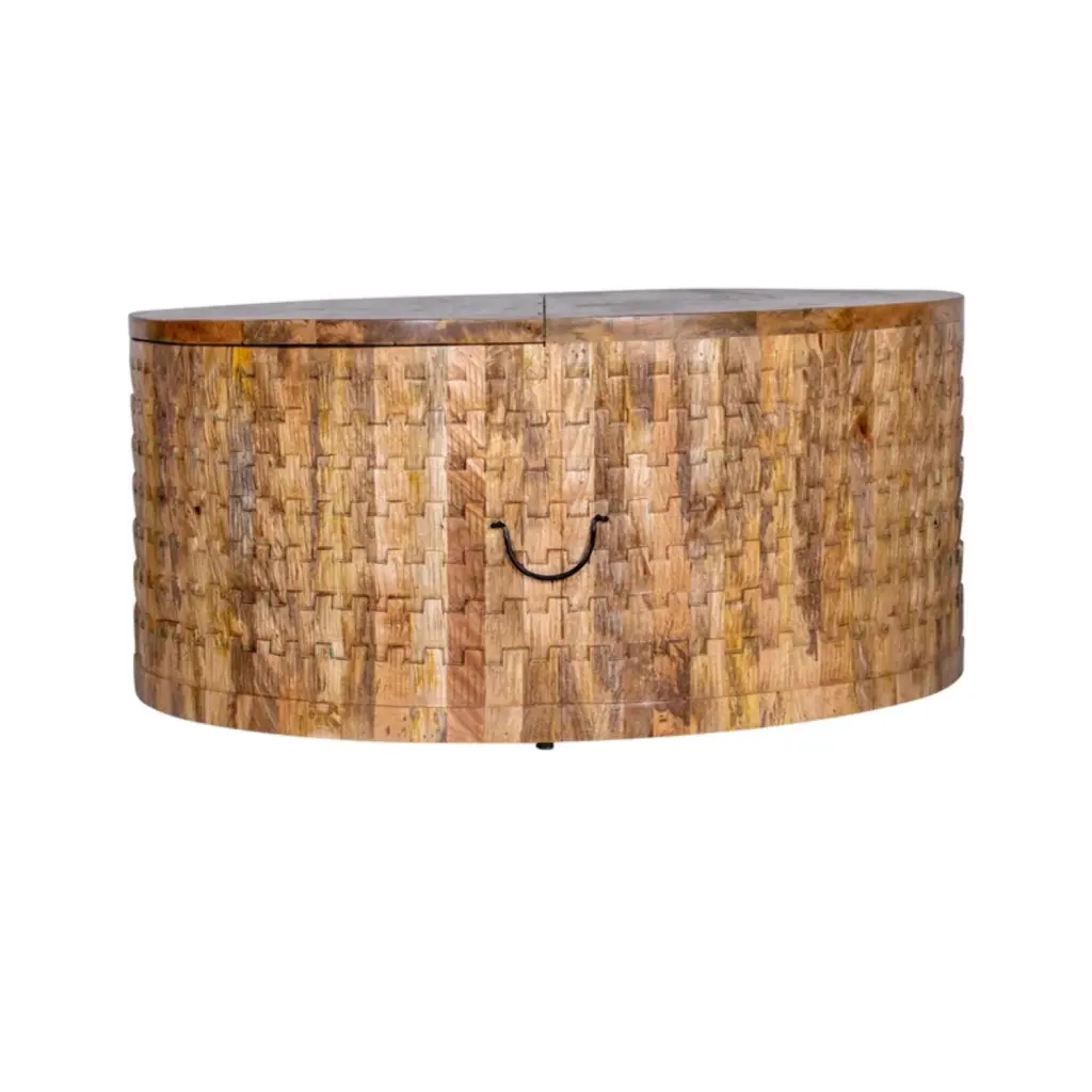 Nature's Grace Round Coffee Table Storage Living Room Furniture Hibashi Furniture