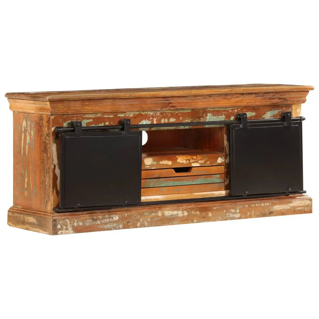 43.3 Inch Reclaimed Wood TV Stand 11.8x17.7 Rustic Media Console