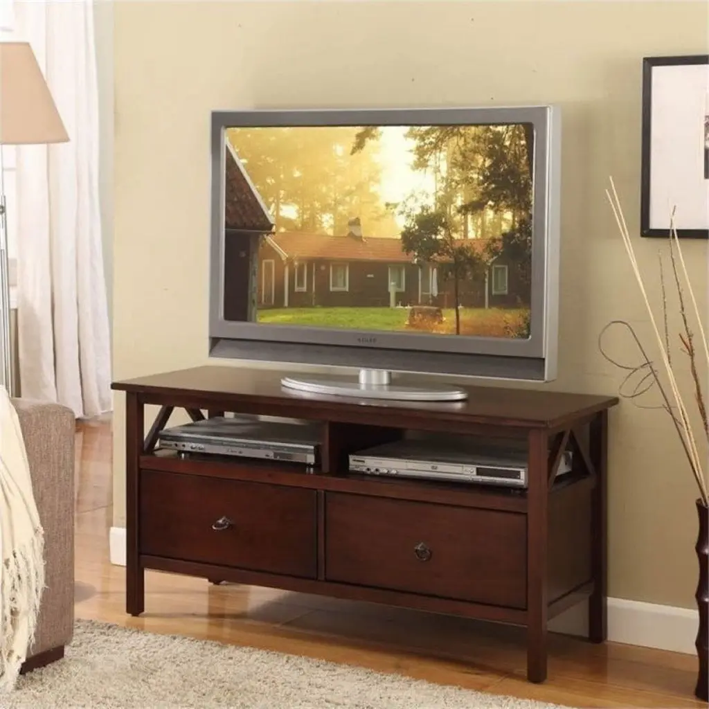 Bowery Hill TV Stand Antique Tobacco Finish Living Room