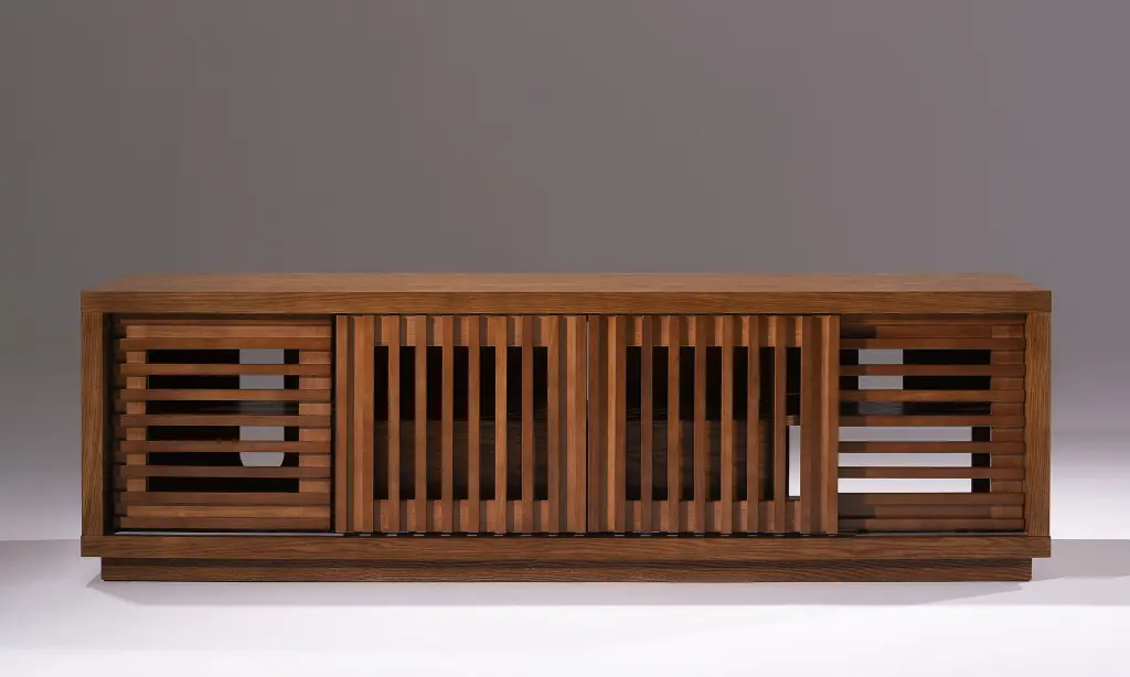 70 Contemporary Rustic TV Stand Media Console American Red Oak Matte Honey Oak Finish Furinno