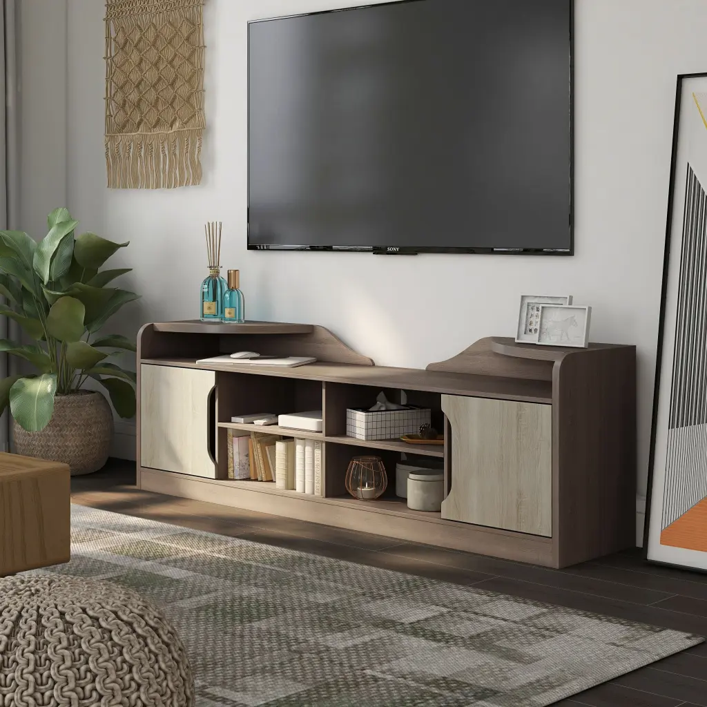 Furniture America Fetz Rustic 72-inch Multi-functional Storage TV Console