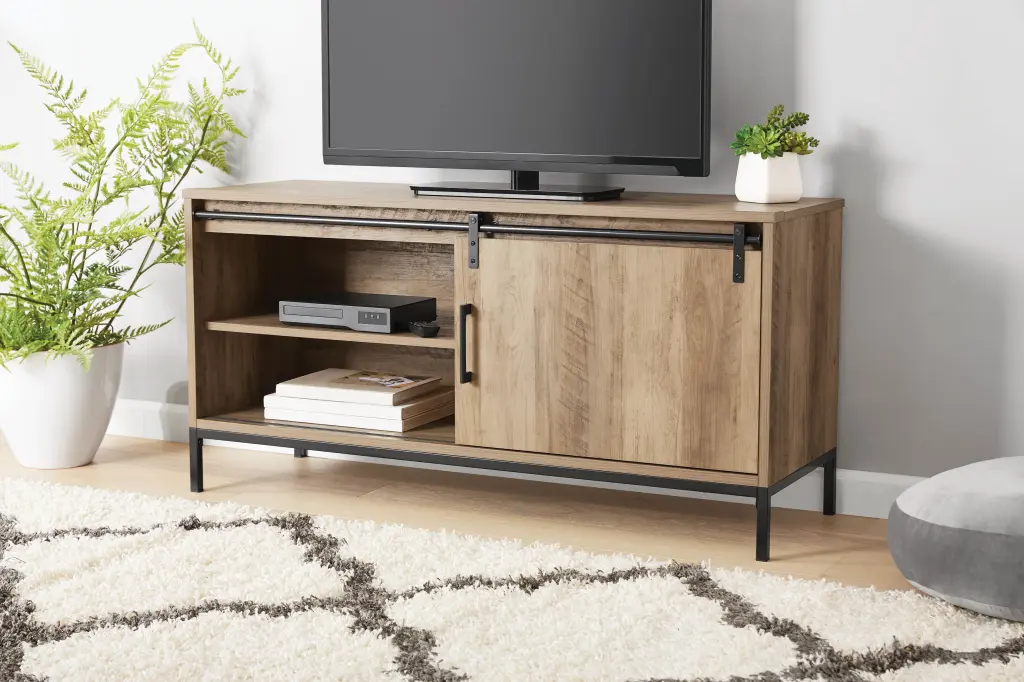 Mainstays Rustic Weathered Oak TV Stand 54 Inch TVs Entertainment Center