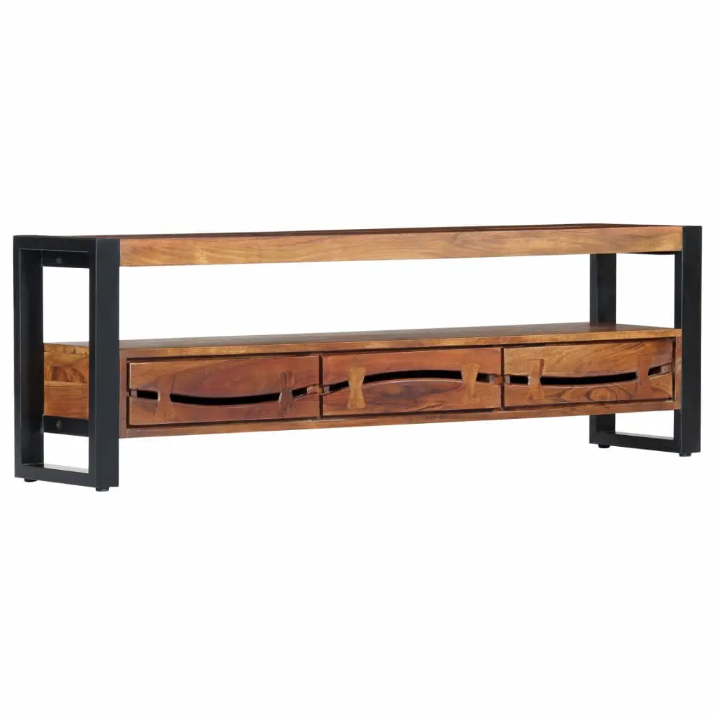 vidaXL 55.1 Inch Solid Wood Acacia TV Stand Living Room