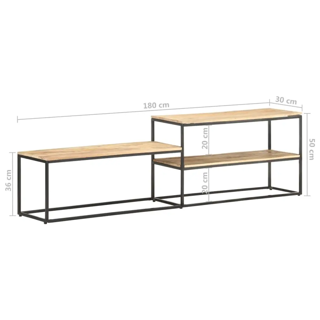 vidaXL Rough Mango Wood TV Stand 70.9 Inch Wide Entertainment Center
