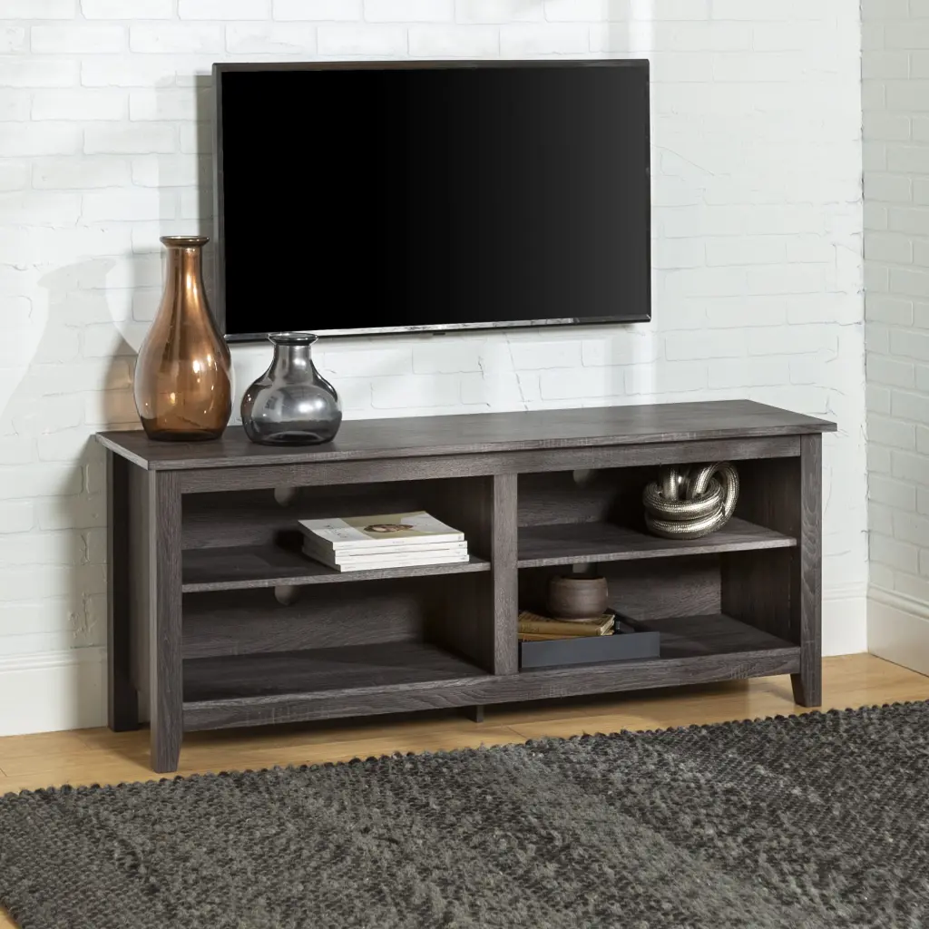 Walker Edison Rustic Wood TV Media Storage Stand TVs up to 60 Inches Charcoal