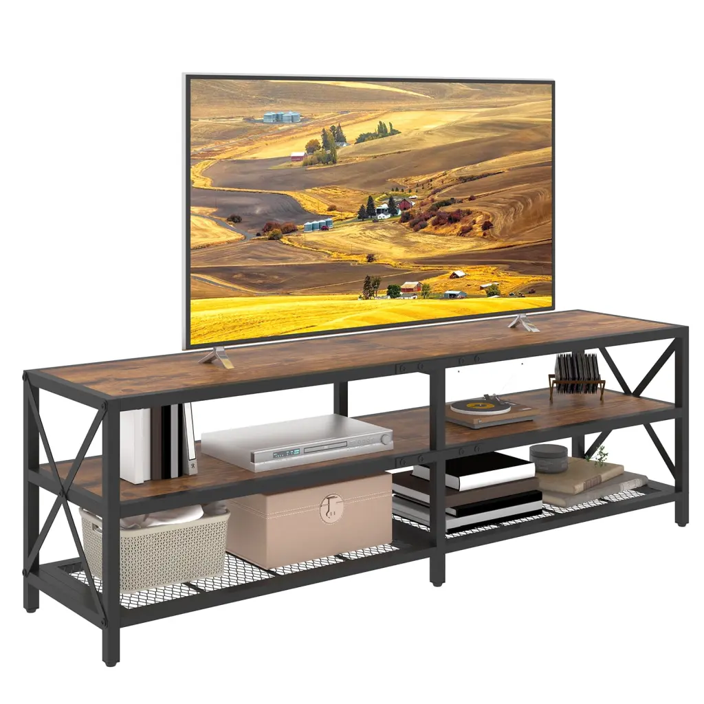 Winkalon TV Stand TV up to 75 Inches Wood TV Console Entertainment Center Rustic Brown Living Room and Bedroom