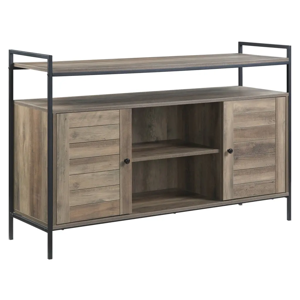 ACME Baina Storage TV Stand Rustic Oak and Black Acme Furniture