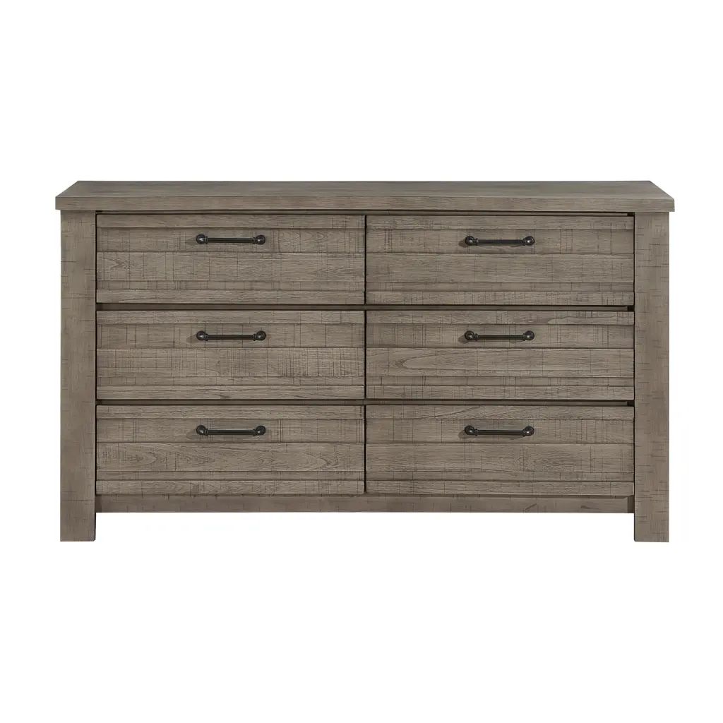 Rustic Style 1Pc Gray Wooden Bedroom Dresser 6 Drawers Metal Hardware kanepe