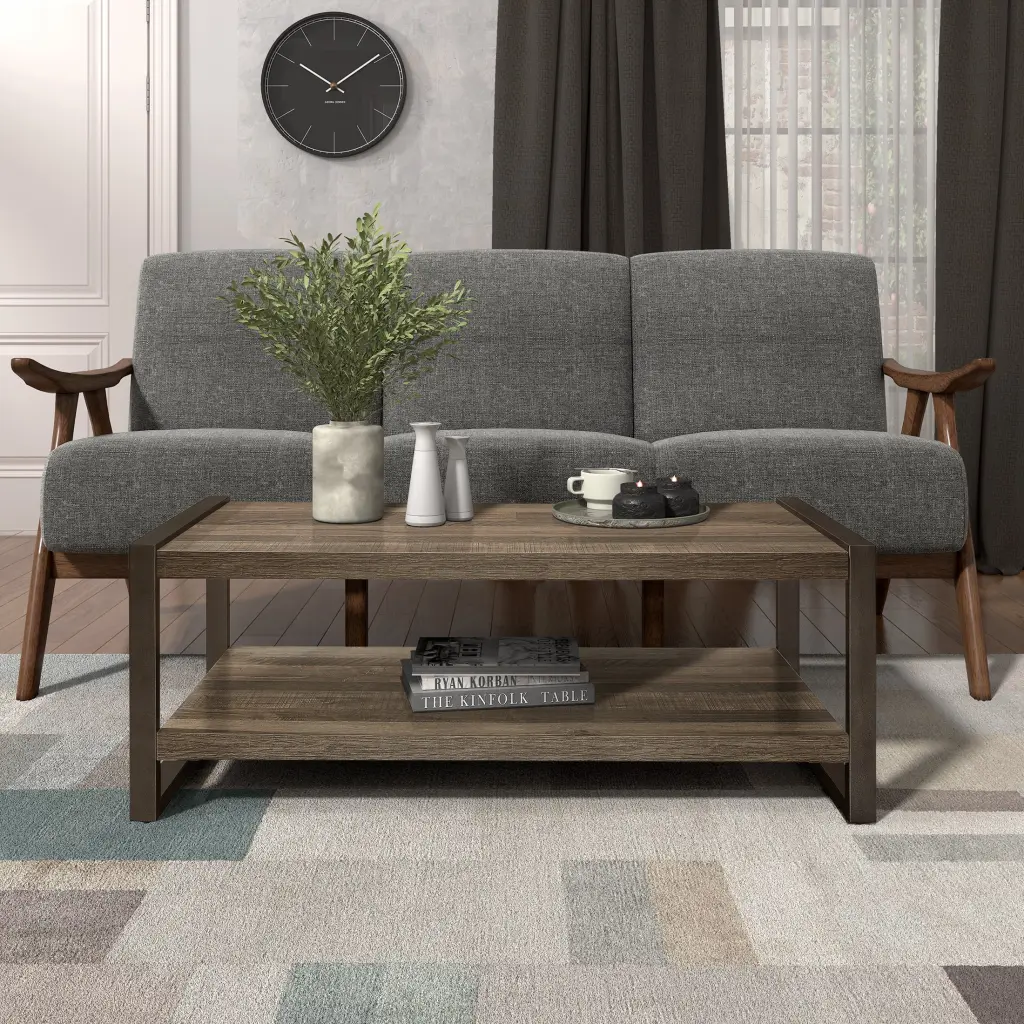 OakvillePark Malta Coffee Table Brown Wood Living Room Center Table