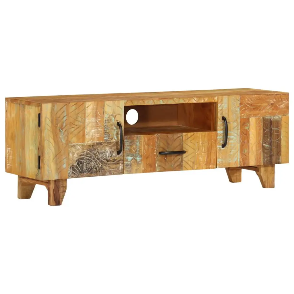 vidaXL Hand Carved TV Stand 47.2x11.8x15.7 Solid Wood Reclaimed