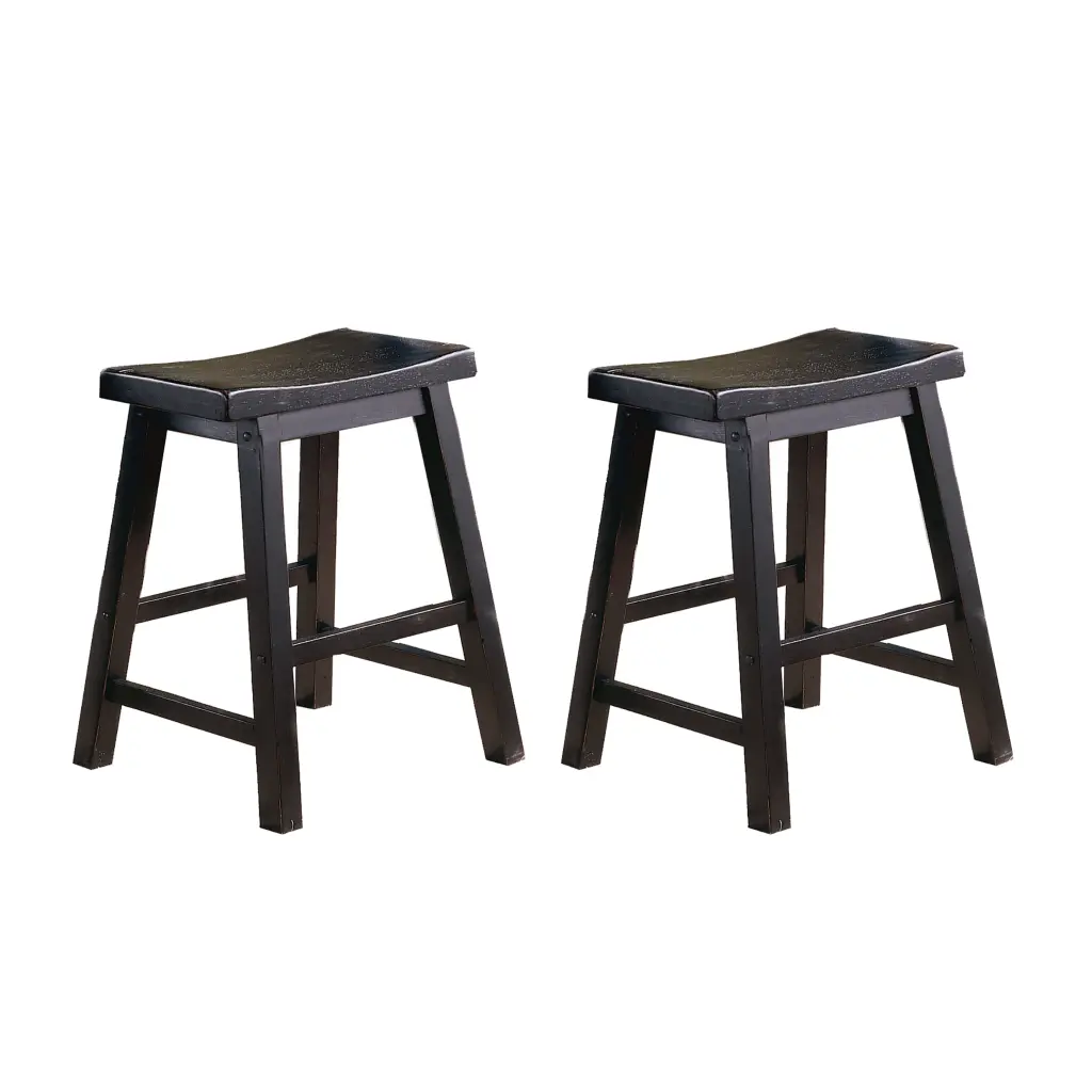 Black Finish 18 Inch Saddle Seat Stools Set 2 Solid Wood kanepe