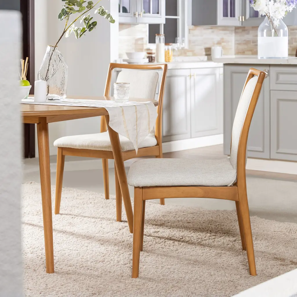 Scandi Upholstered Natural Light Brown Wood Dining Chair Set 2 Kitchen jennifer taylor home