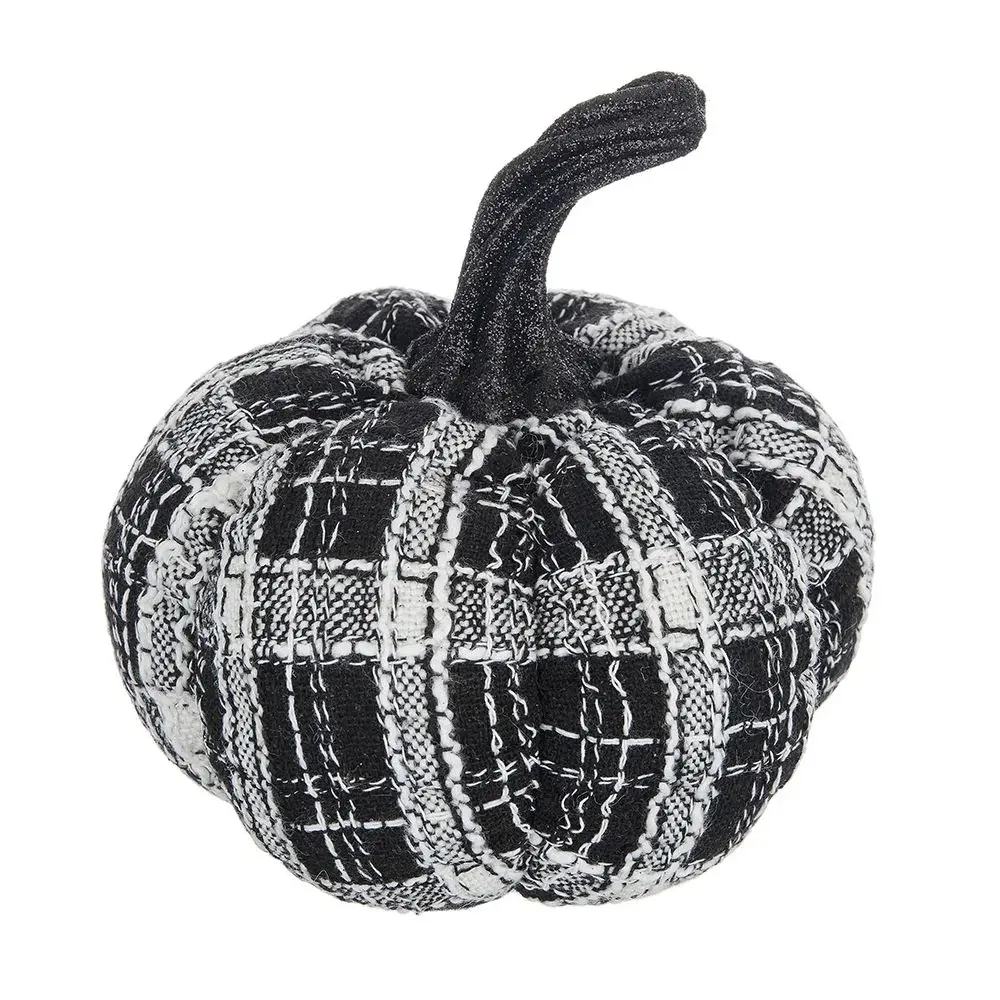Light Plaid Pumpkin, Holiday Halloween Decor - Midnight / White