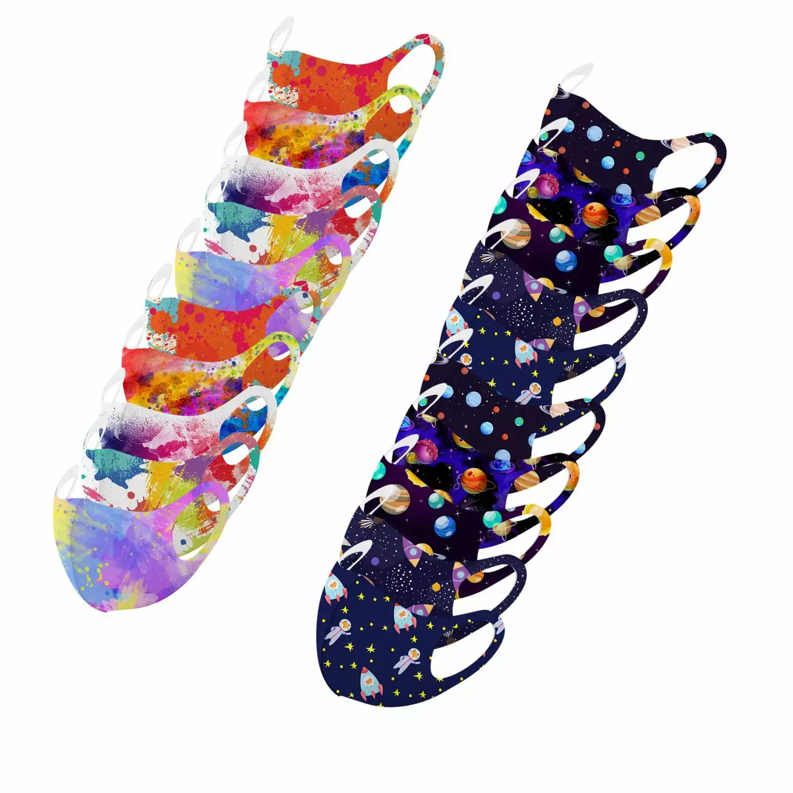 USYFAKGH 20PCS Dog Seat Belt Car Carabiners Reusable Watercolor Printed Face Masks Kids
