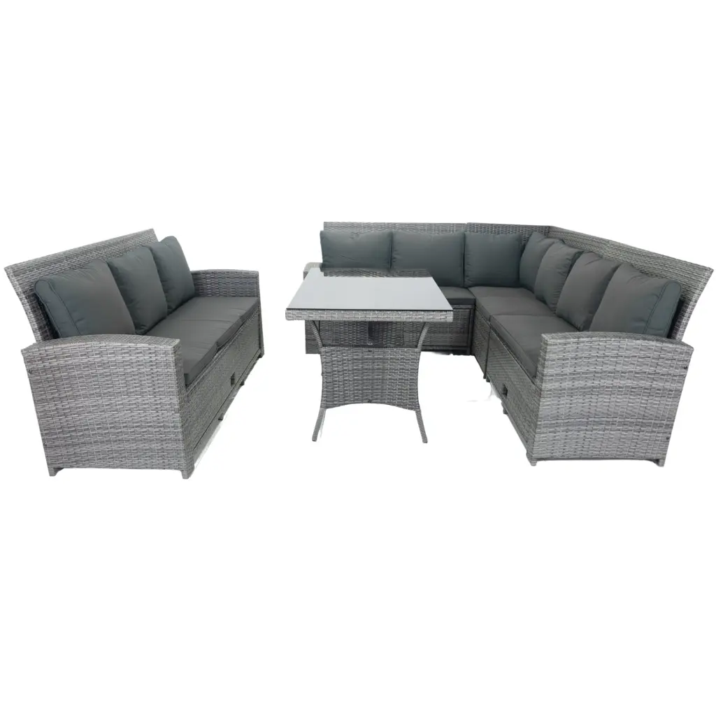5 Piece Patio Wicker Outdoor Sectional Set 9 Seater Conversation eelifee