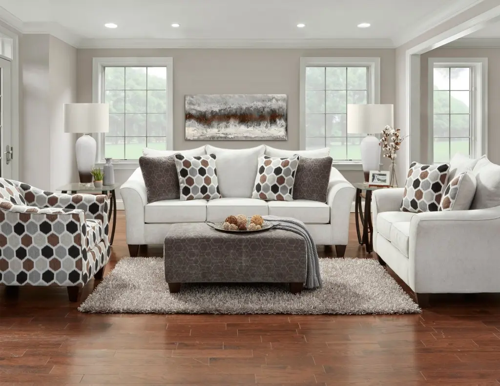 Camero Material 4 Piece Neutral Textured Living Room Set Multicolor Espresso Furniture hz