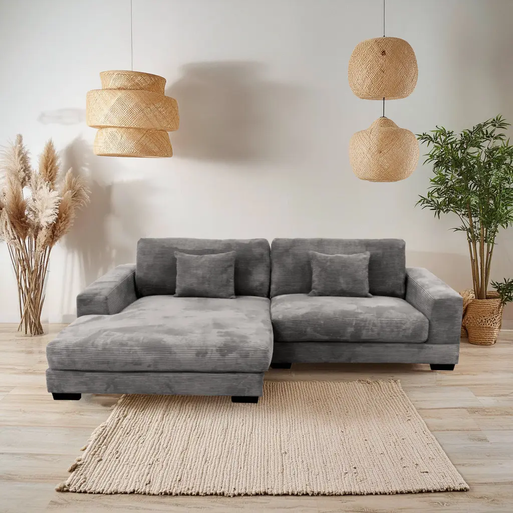 Bella Grey Corduroy Left Facing 2 Piece Sectional Grey Timber Corduroy american homestead furniture