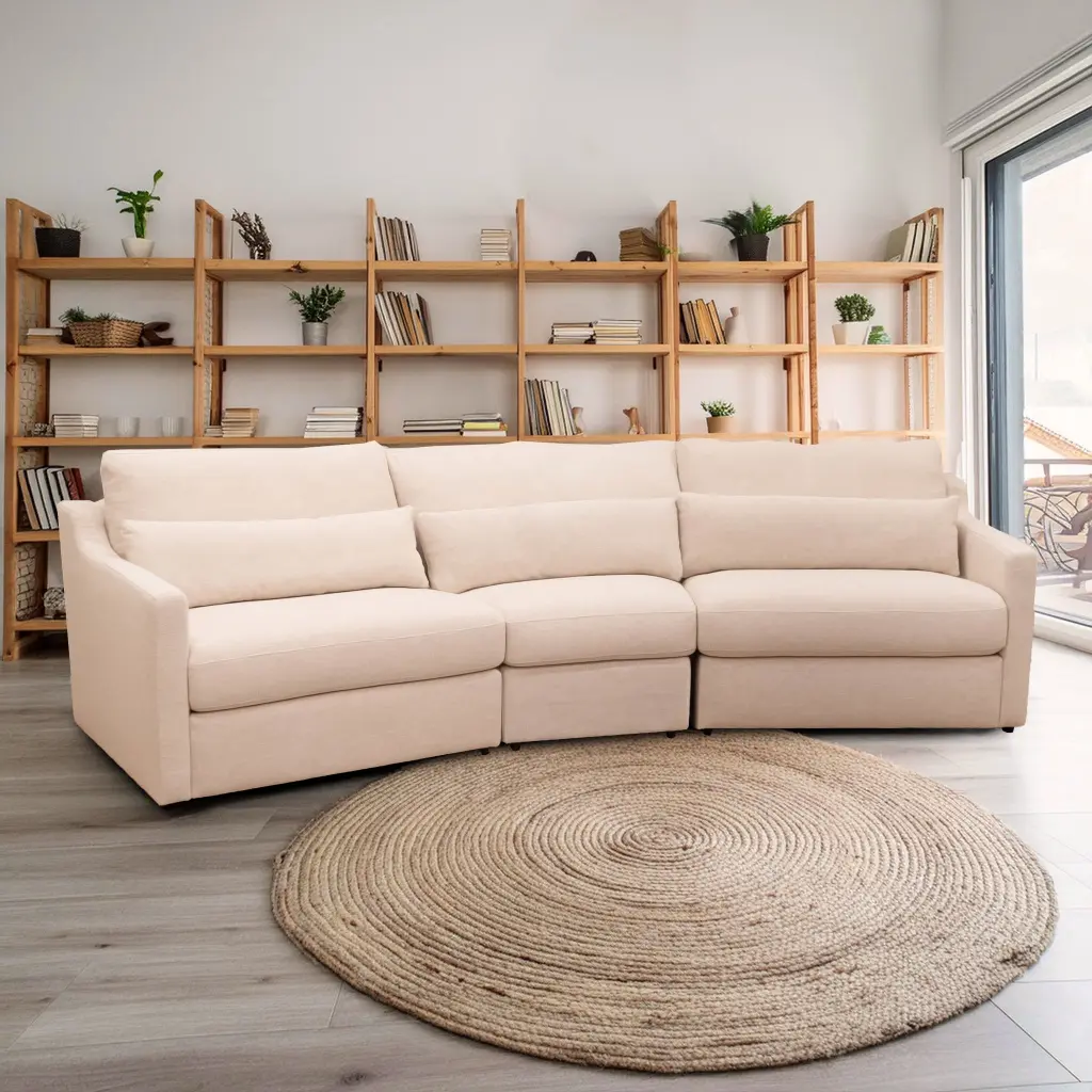 Hampshire Unbleached Linen Modular 3-Piece Sectional Beige Timber american homestead furniture