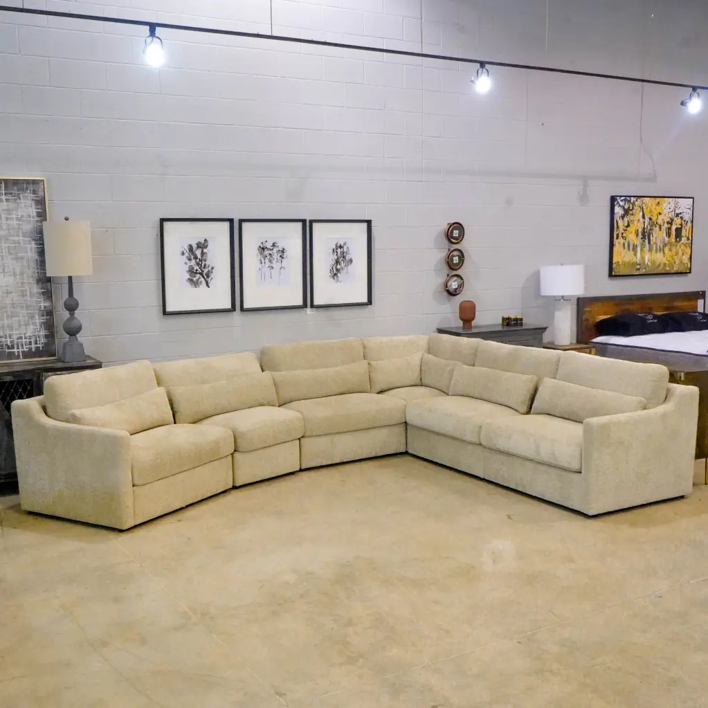 Hampshire Unbleached Linen Modular 6 Piece Sectional Sofa Beige Timber Linen american homestead furniture