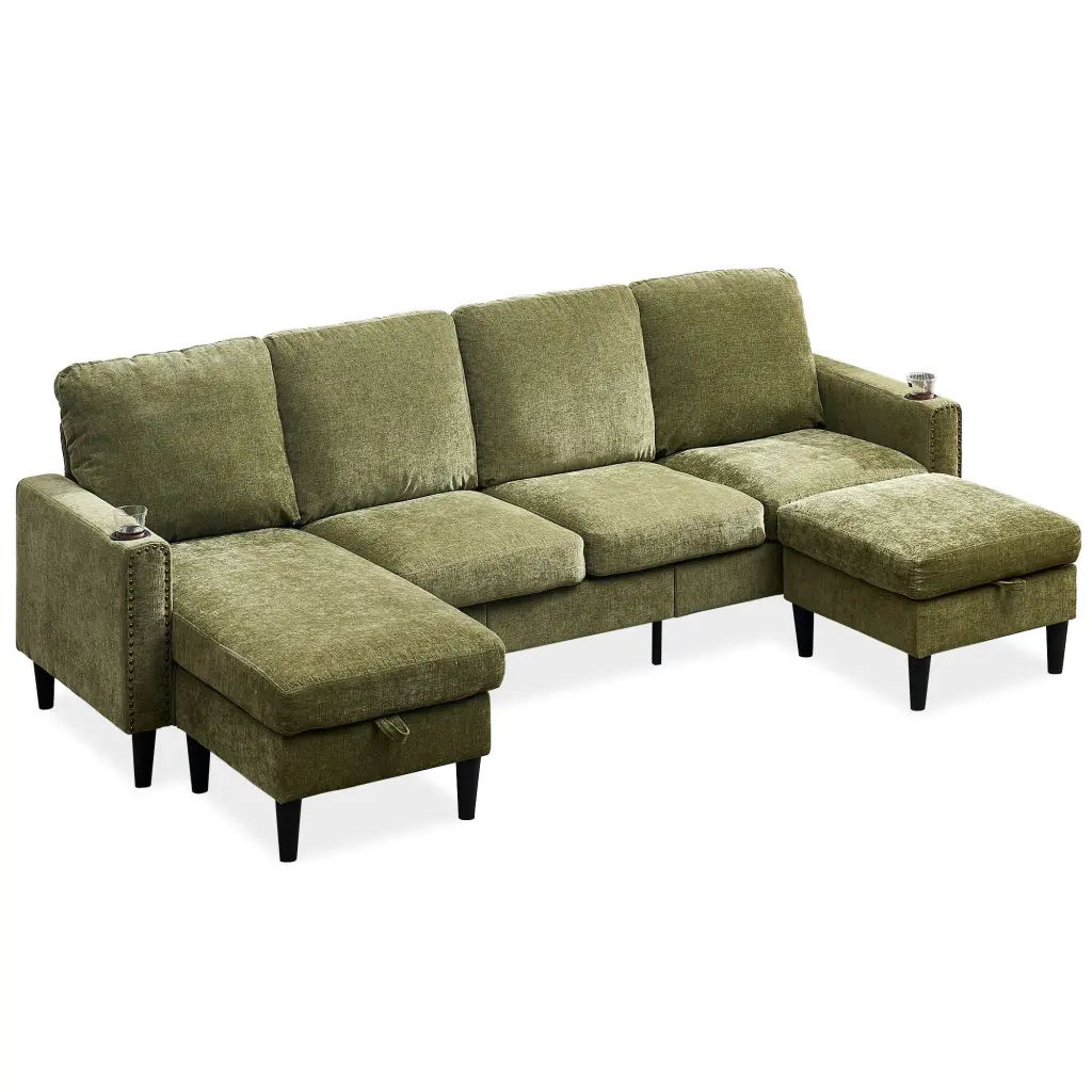 Chenille Sectional Sofa U Shaped Sofa Couch High Density Memory Foam bn smart home w1164