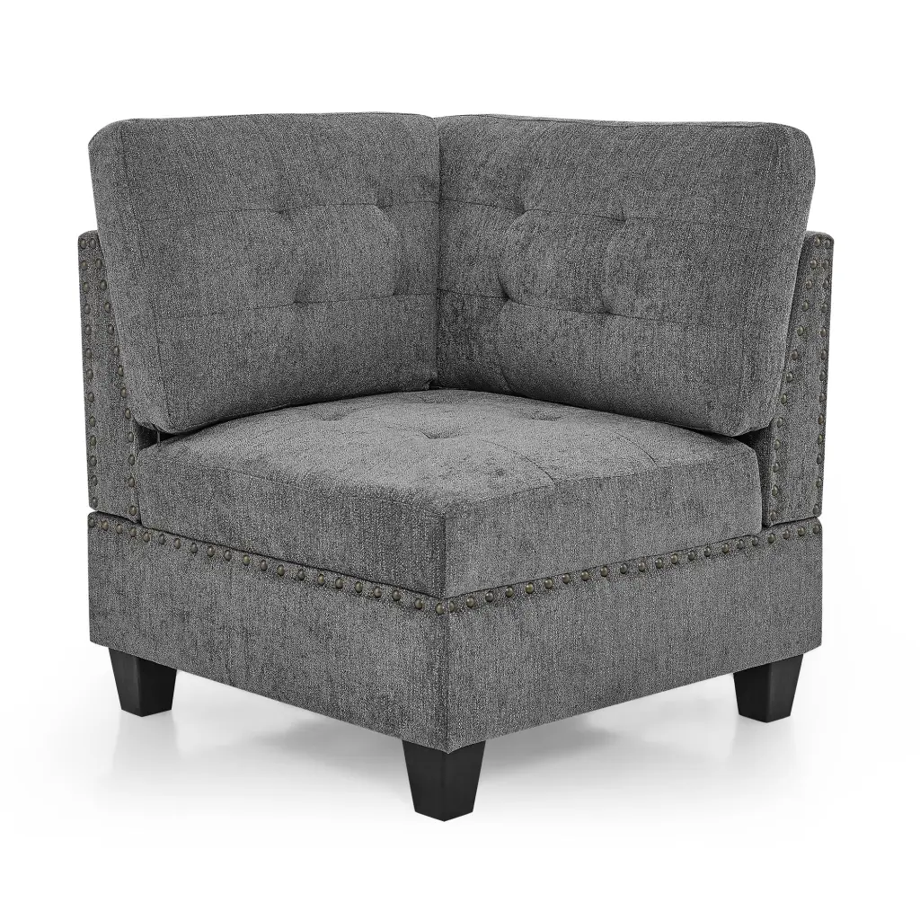 Corner Sofa Modular Sectional Grey Chenille 31.5x31.5x36.5 Inches chuangyuan smart home