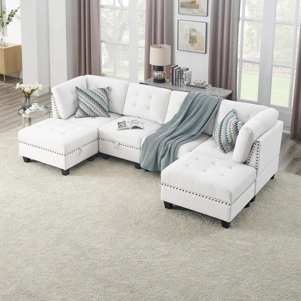 Modular U-Shaped Sectional Sofa DIY Combination and Single Chairs chuangyuan smart home