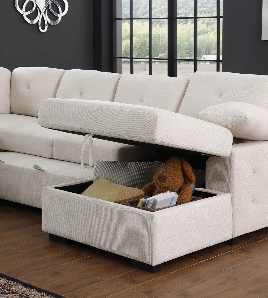 Nyhan Upholstered Corner Sectional Pull Out Loveseat and Storage cynthia-s furniture