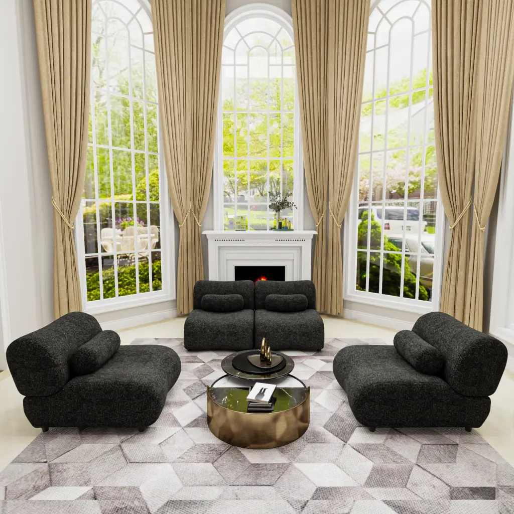 Modern Oversized Chenille Modular Sofa Set Living Room factoryx