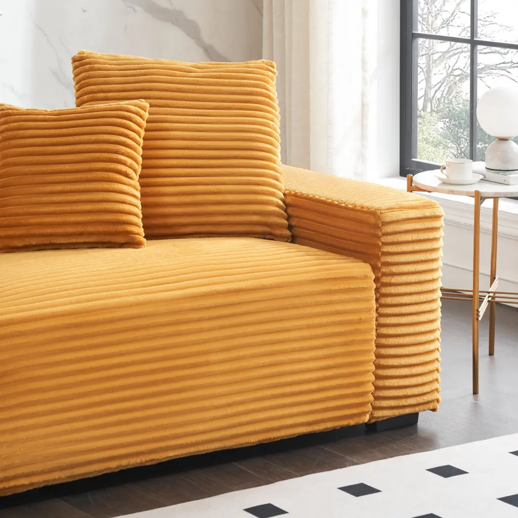 104.72 Inch 4 Seat Large Sofa 4 Throw Pillows Living Room fan chen furniture