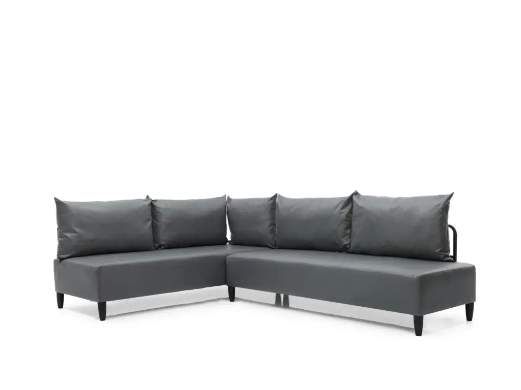 Inferno Metallic Frame Vinyl Upholstered Sectional Sofa Living Room Grey Modern furnia