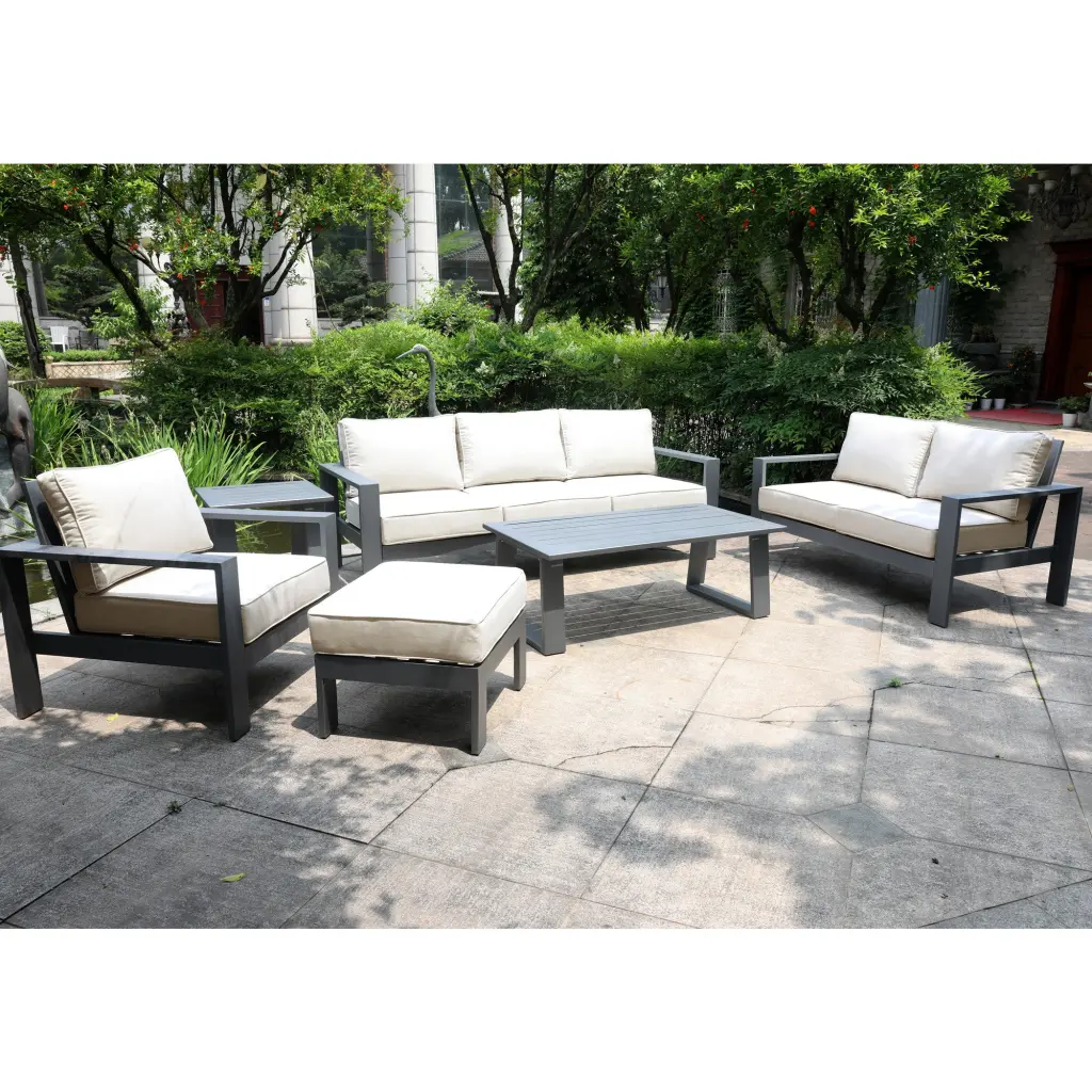 6 Piece Sofa Seating Group Cushions Powdered Pewter Polyester gathercraft