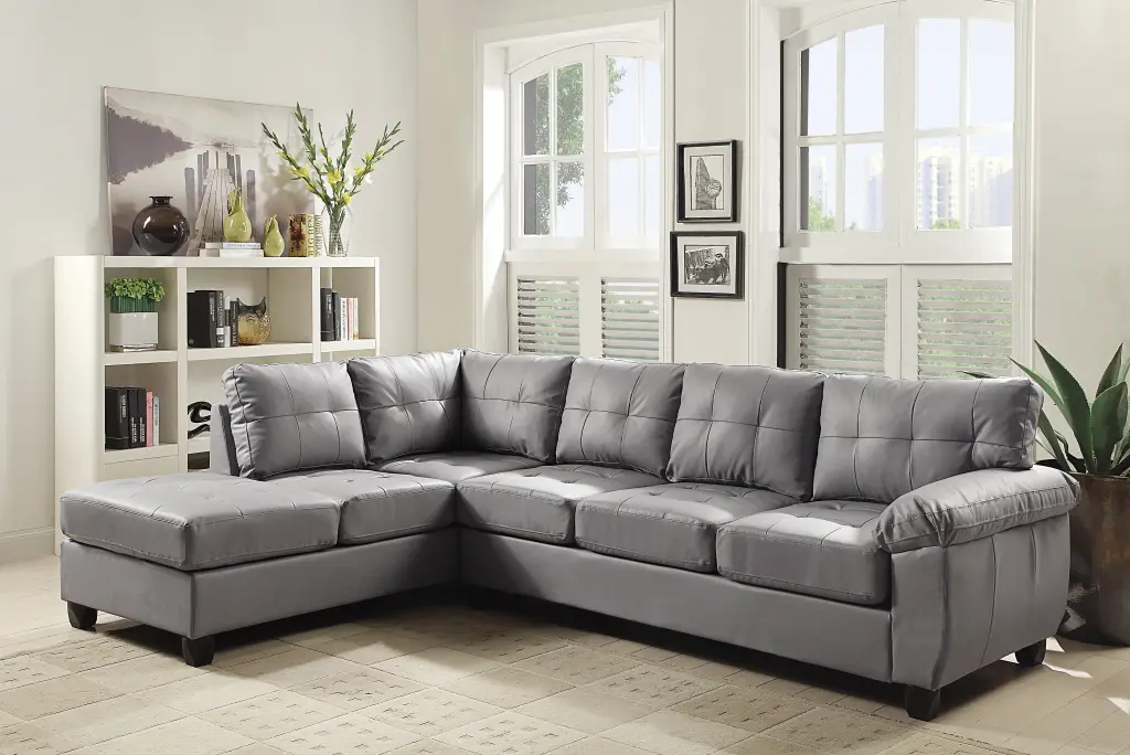 Gallant G912B Sectional Sofa Gray Foam PU Leather Living Room glory furniture