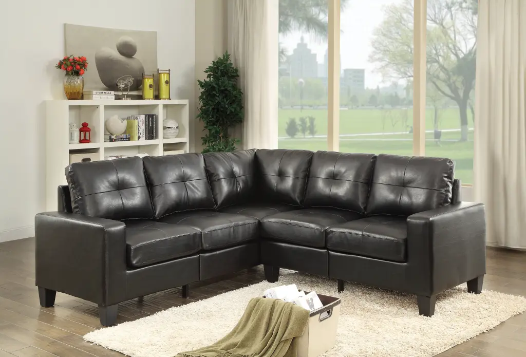 Newbury G463B Sc Sectional Black Foam Pu Leather Sofa glory furniture
