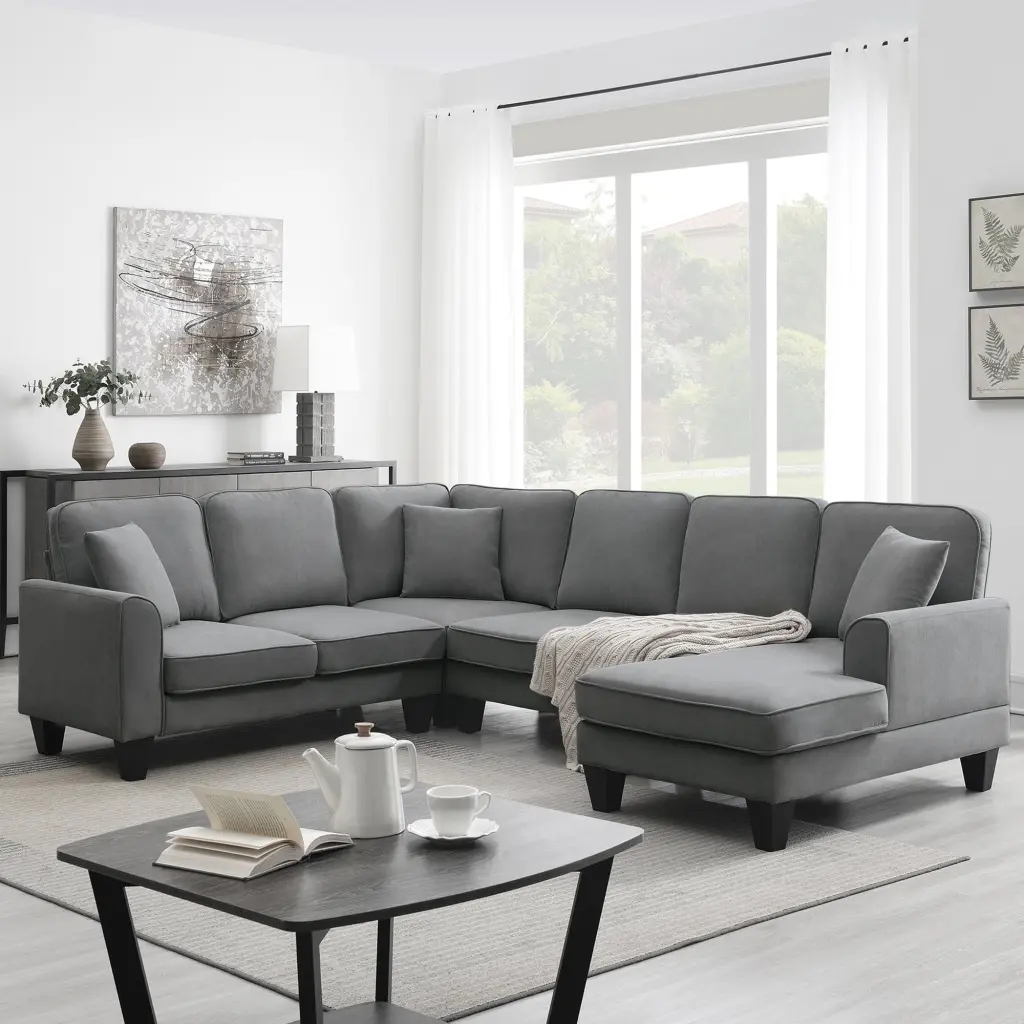 108x85.5 Inch Modern U Influence Sectional Sofa 7 Seater Large Spaces gt