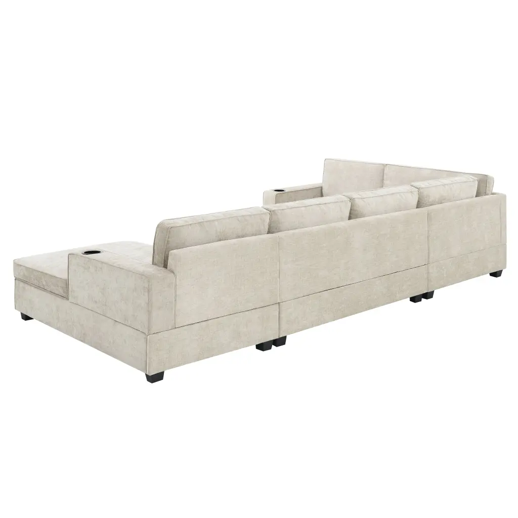 119x67 Inch U Shaped Sectional Sofa Oversized Chenille Couch 6 Seater gt