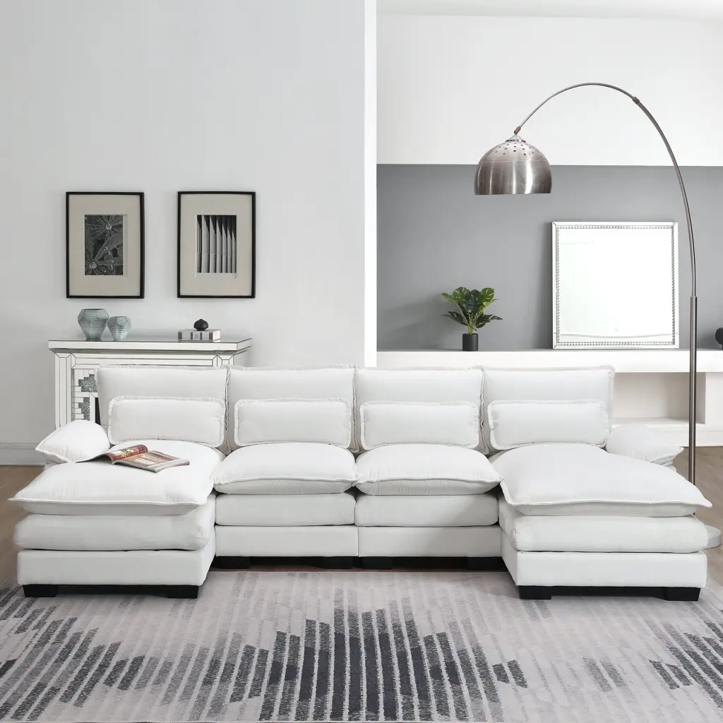 Modern U Shaped Sectional Sofa Waist Pillows 6 Seater Living Room Furniture gt