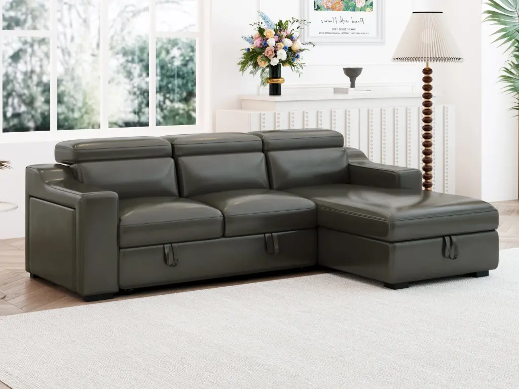 103 Inch Convertible Sectional Sofa Storage Chaise Customizable happy home