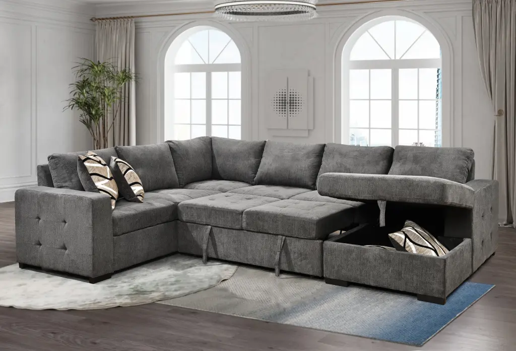 123 Inch Oversized Sectional Sofa Storage Chaise U Shaped Sectional happy home