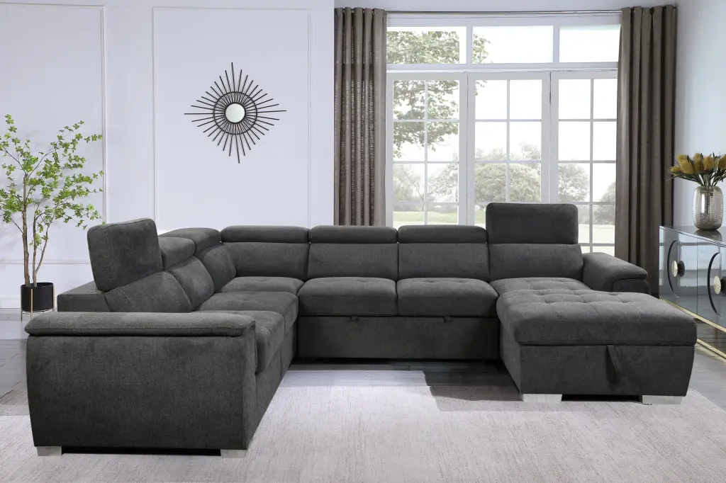 125 Inch Modern U Shaped 7 Seat Sectional Sofa Customizable Headrest happy home