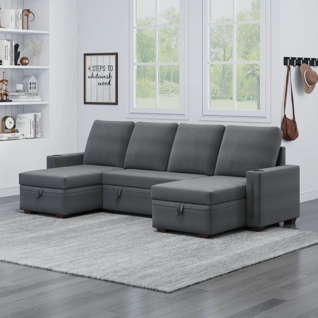 Sectional Sofa Storage 96" U Influenced Sectional Couches Living Room huazhao furniture
