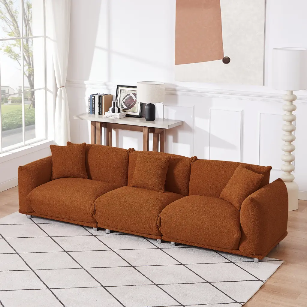 Originality Influences Curry Lambswool Sherpa 4 Seater Sofa Metal Legs jsc furniture